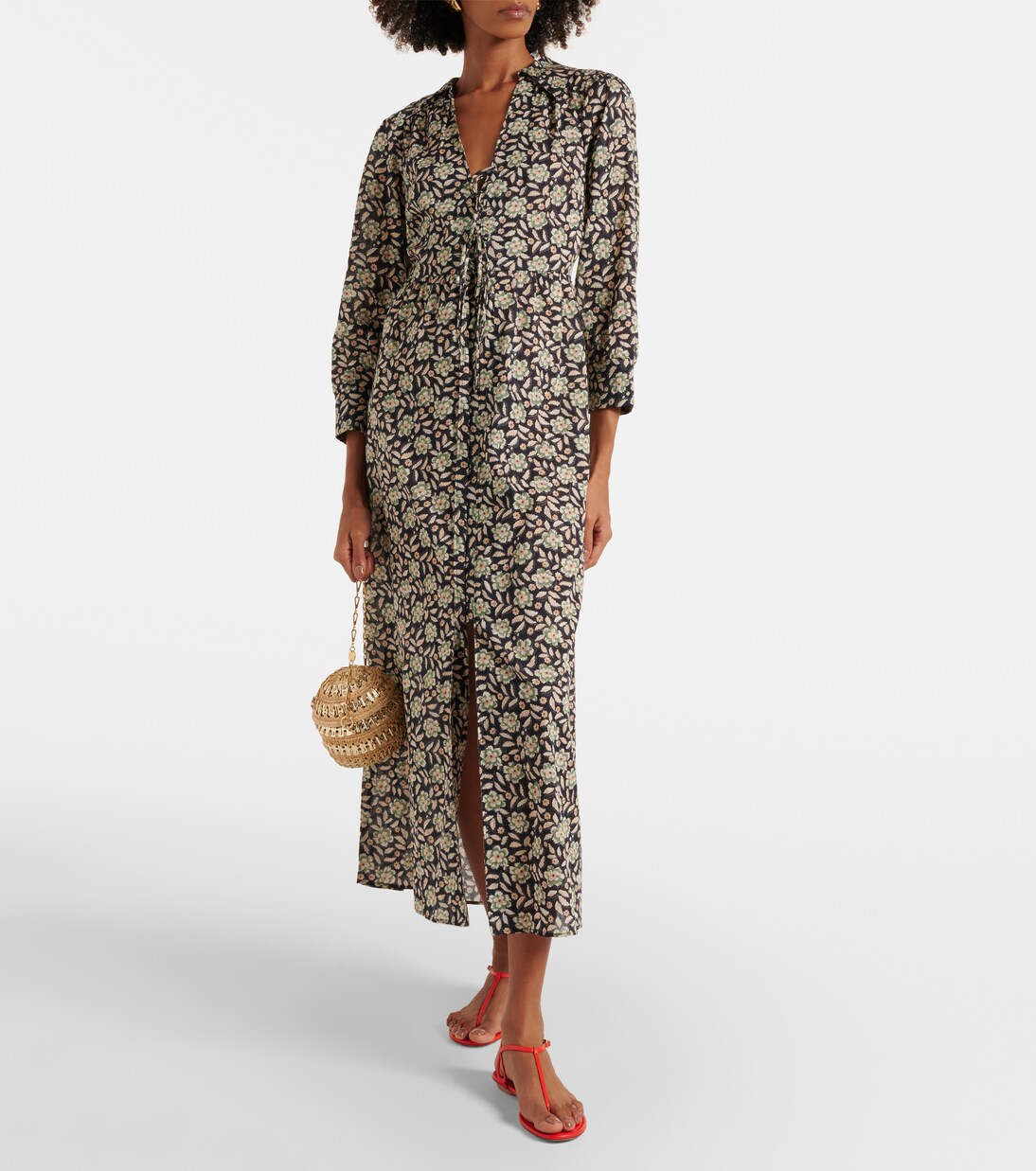 Robe midi Franchi en coton à fleurs | Rixo