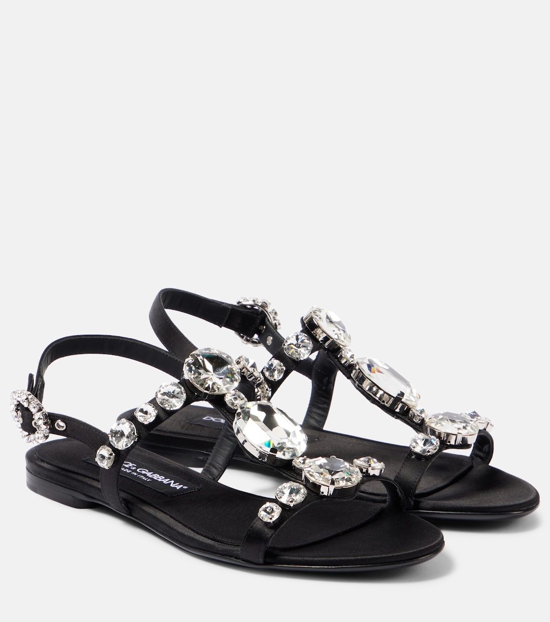 Sandalen Bianca aus Satin mit Kristallen | Dolce&Gabbana
