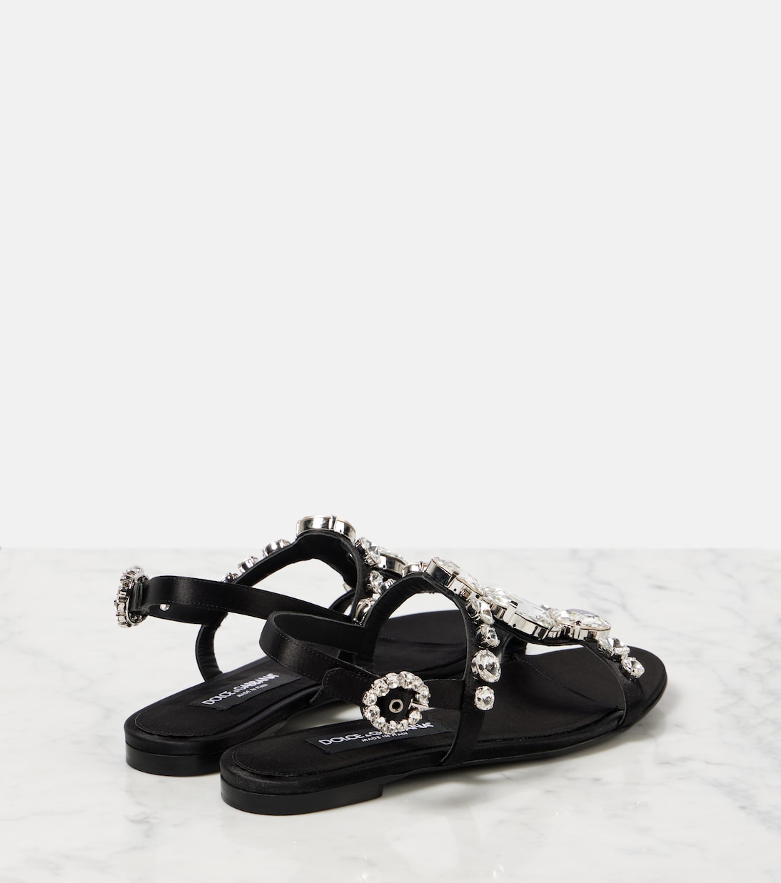 Sandalen Bianca aus Satin mit Kristallen | Dolce&Gabbana