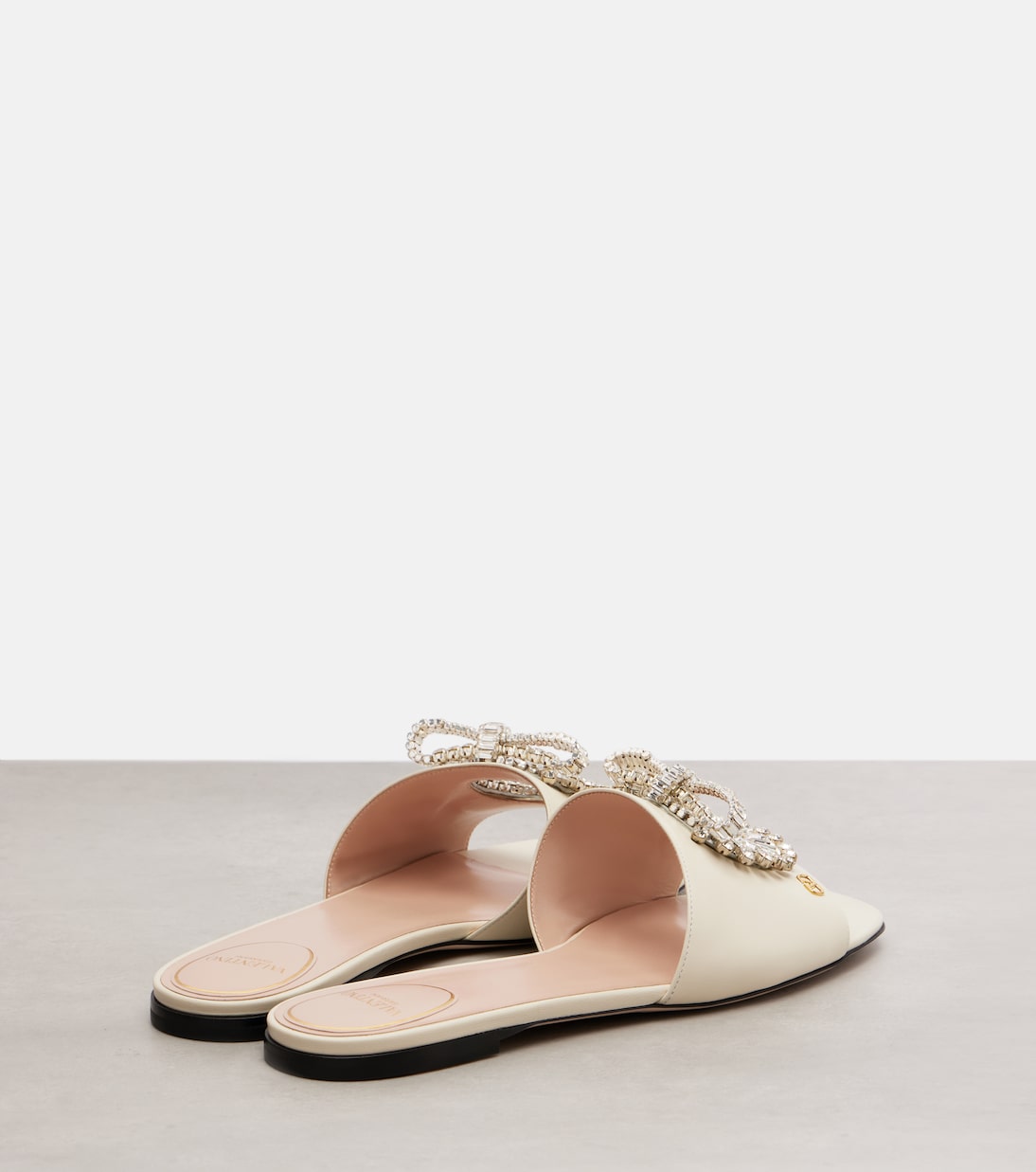 Adamantine embellished leather slides | Valentino Garavani