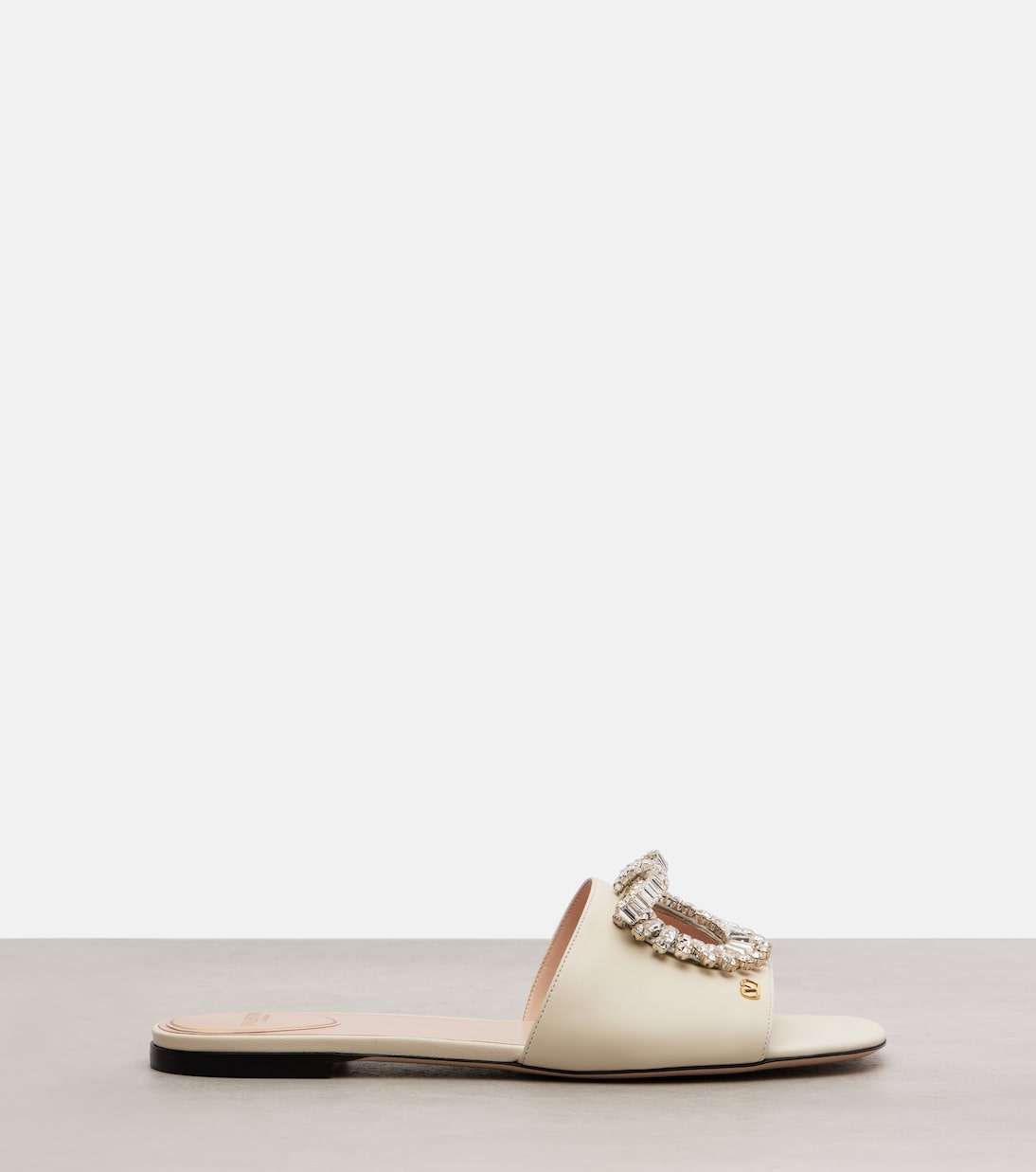 Adamantine embellished leather slides | Valentino Garavani