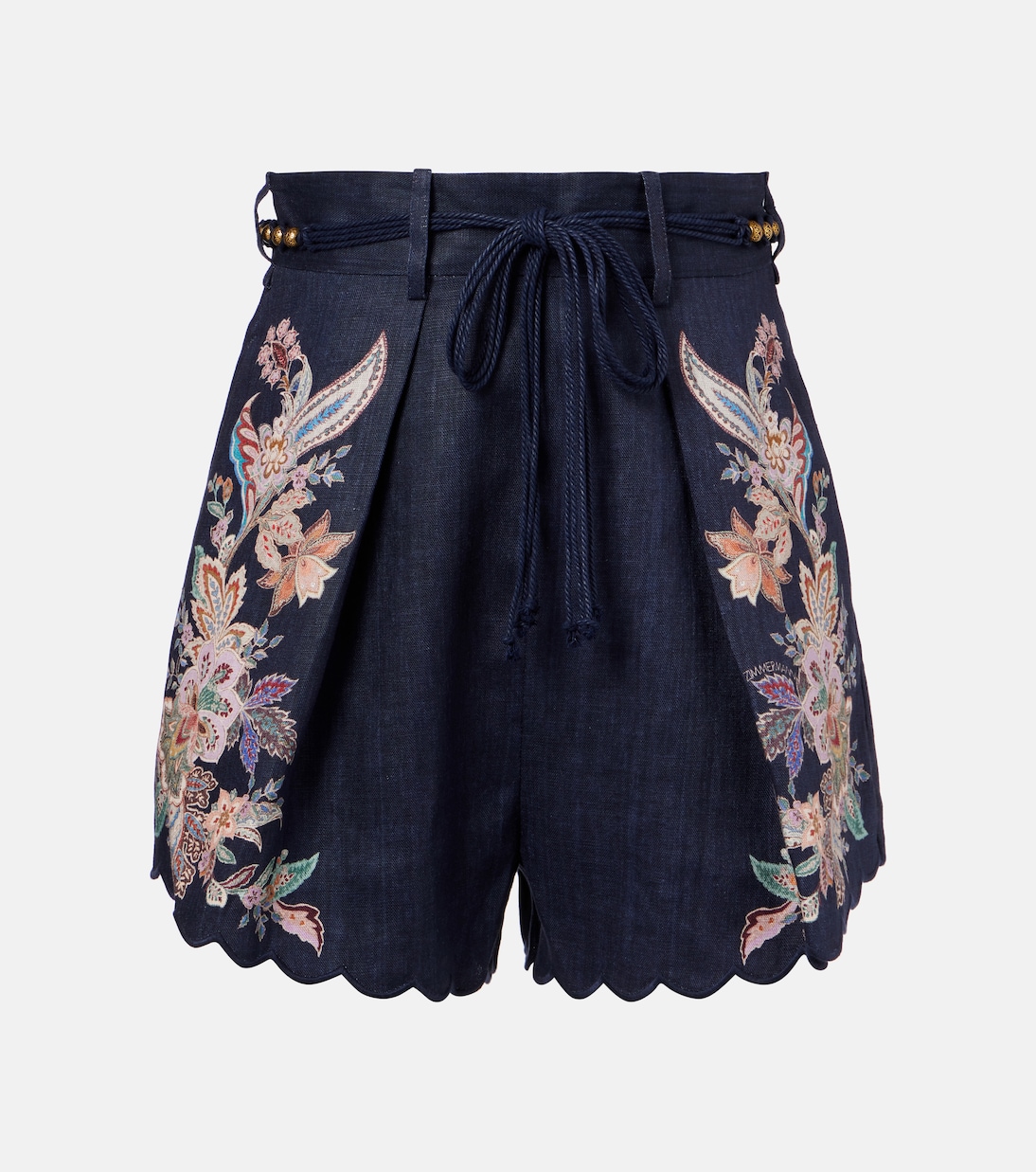 Shorts Rhiannon de lino bordados con paisley | Zimmermann