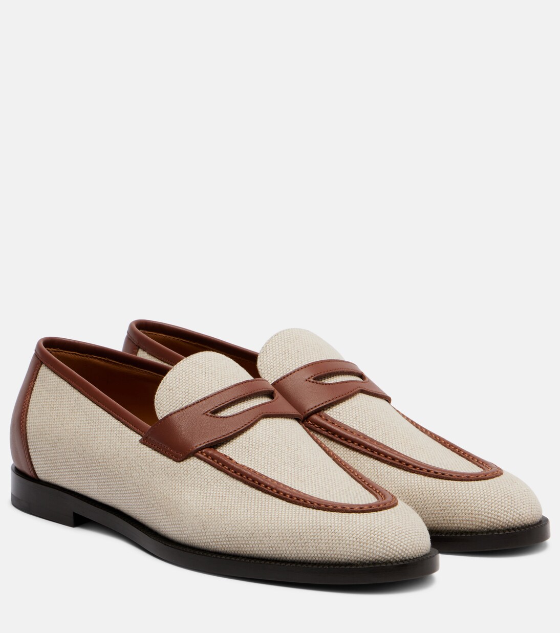Sergio leather-trimmed penny loafers | Loro Piana