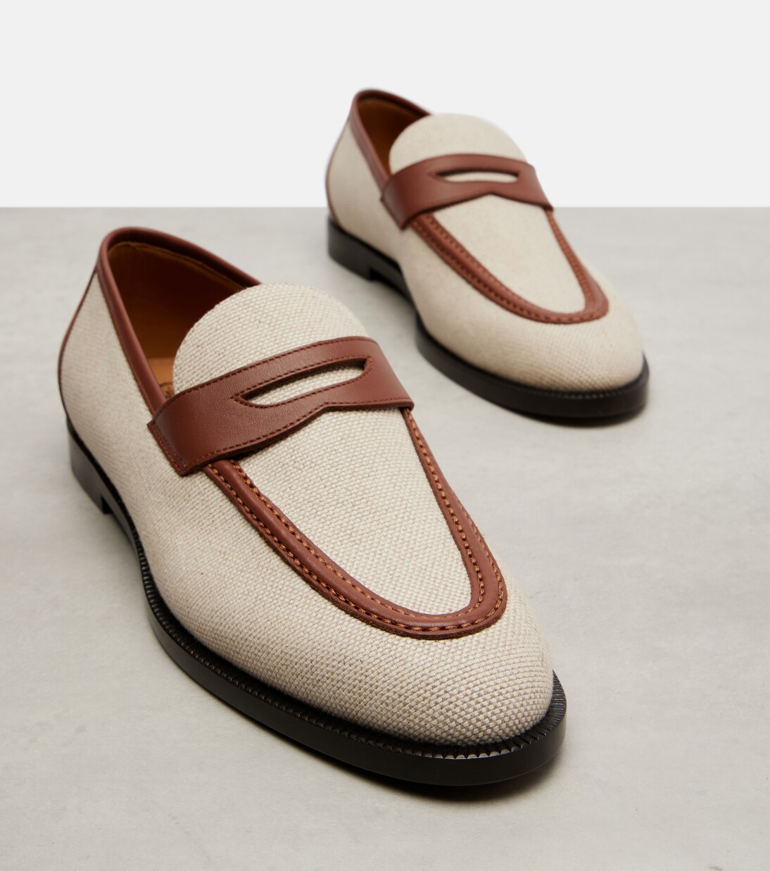 Sergio leather-trimmed penny loafers | Loro Piana