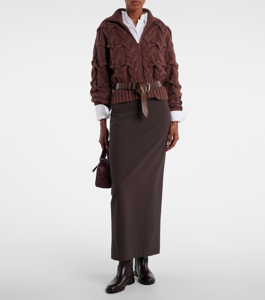 Cárdigan trenzado de cachemir con cremallera | Brunello Cucinelli