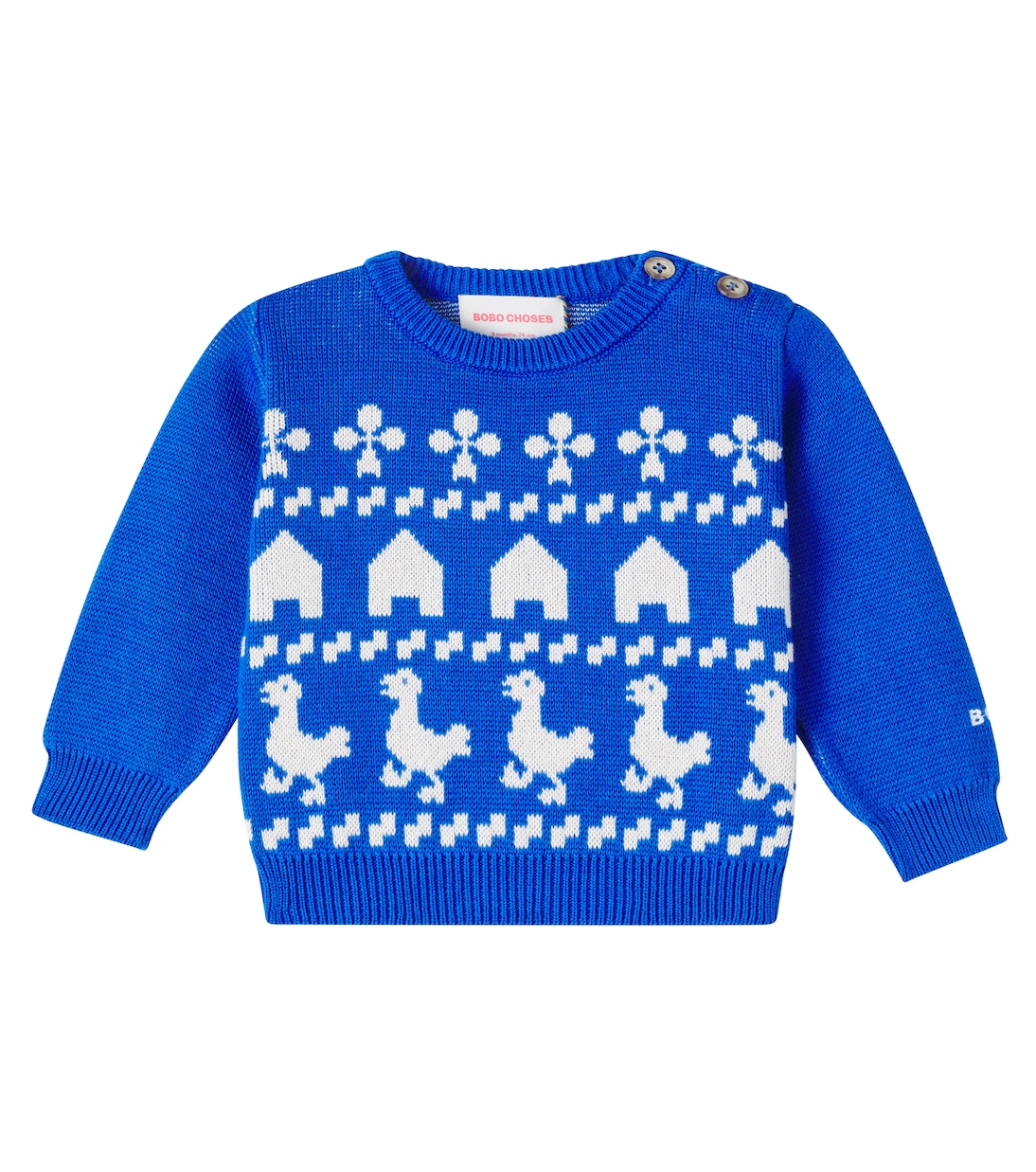 Baby intarsia knitted cotton sweater | Bobo Choses