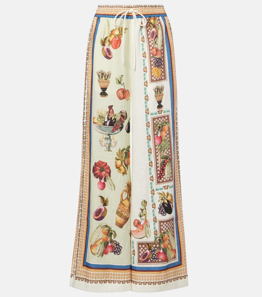 Pantalon ample Mercado imprimé en lin | Alémais