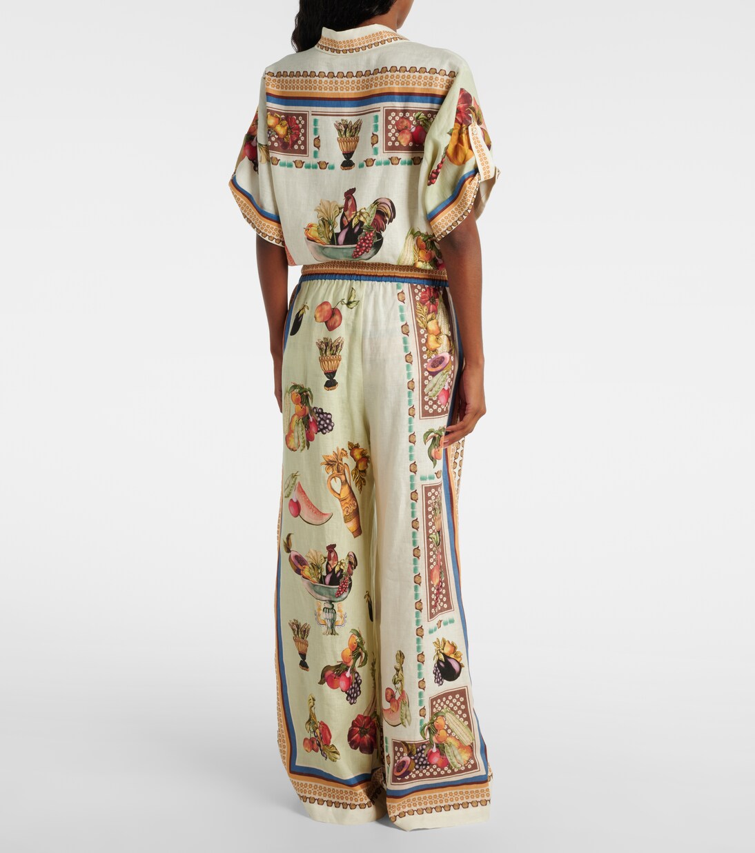 Pantalon ample Mercado imprimé en lin | Alémais