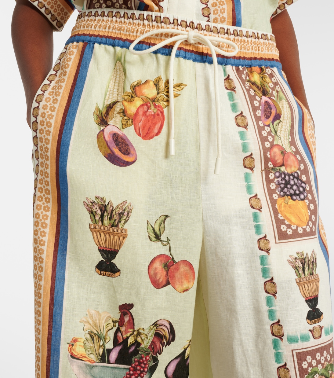 Pantalon ample Mercado imprimé en lin | Alémais