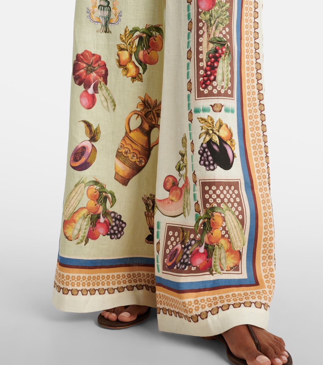 Pantalon ample Mercado imprimé en lin | Alémais