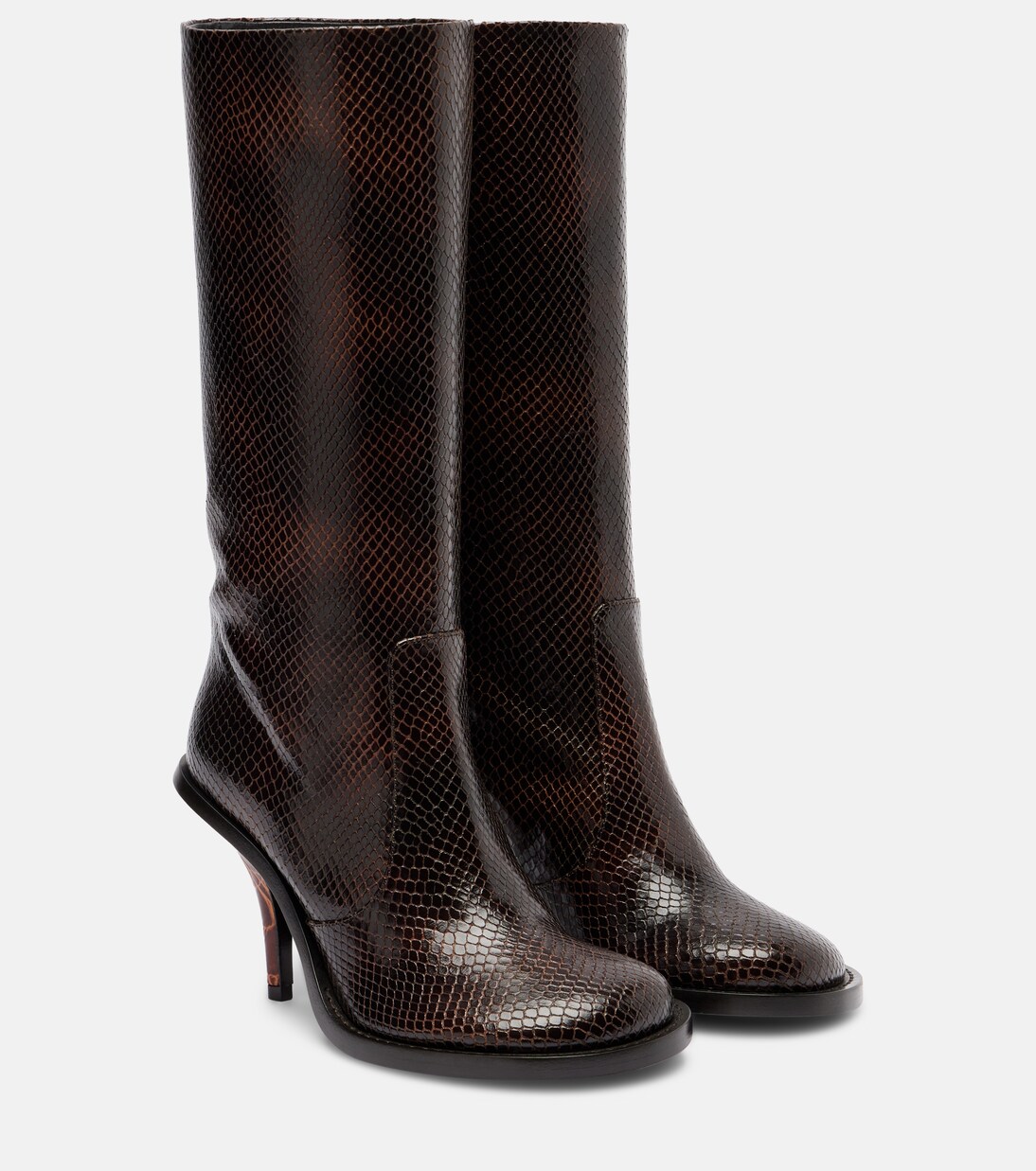 Snake-effect leather knee-high boots | Dries Van Noten
