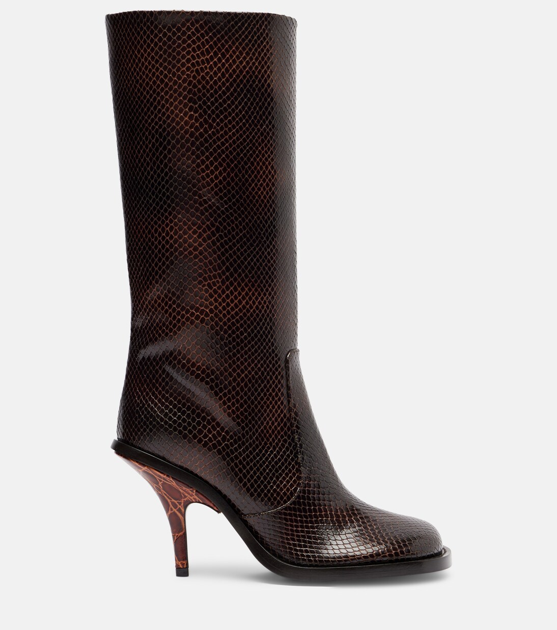Snake-effect leather knee-high boots | Dries Van Noten