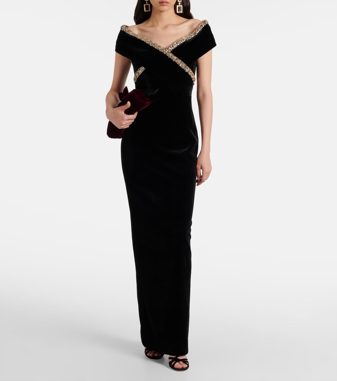 Robe longue en velours à ornements | Roland Mouret