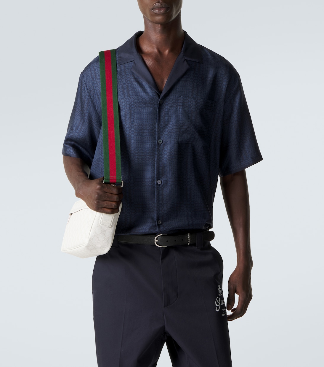 Interlocking G silk twill bowling shirt | Gucci