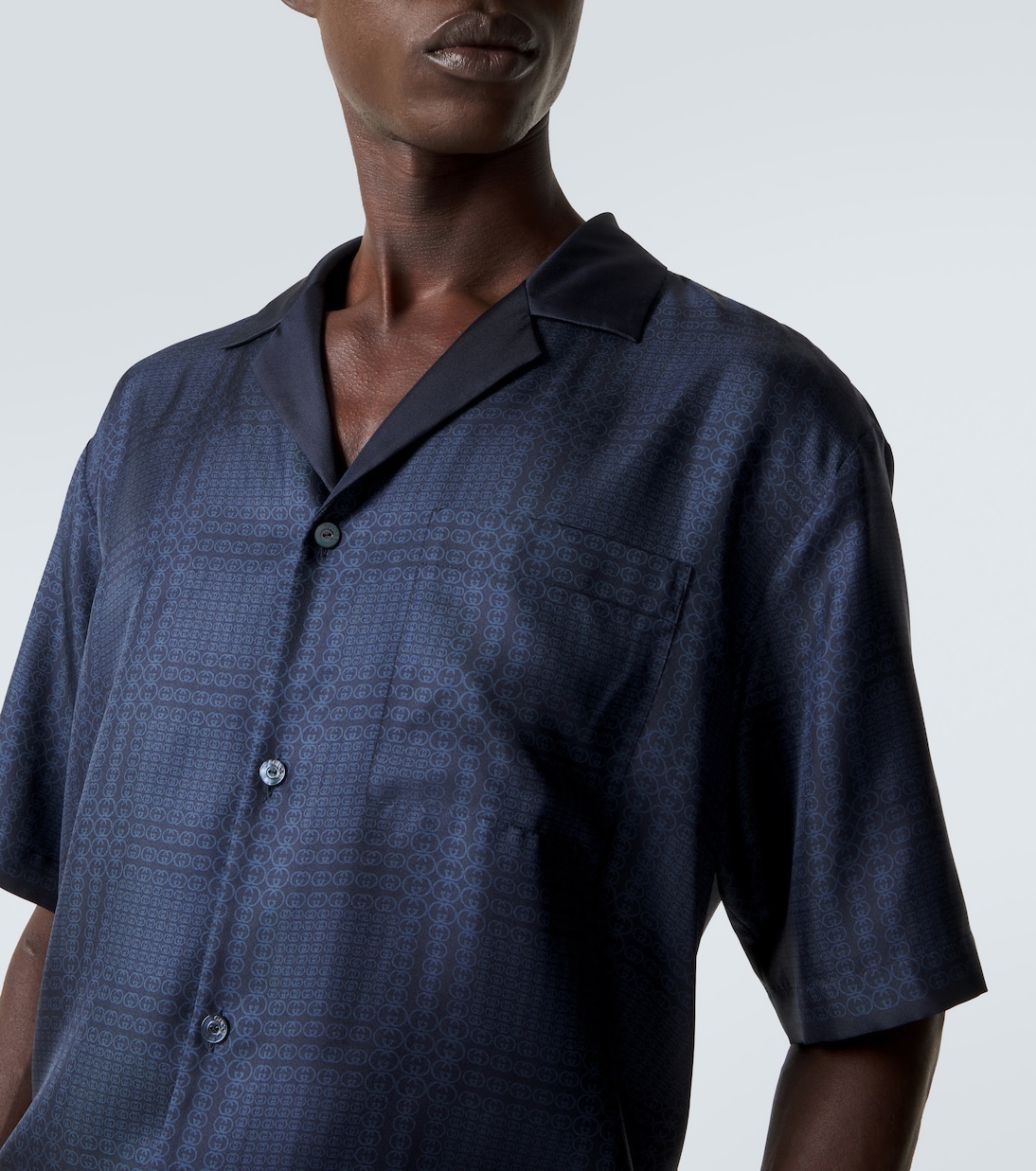 Interlocking G silk twill bowling shirt | Gucci