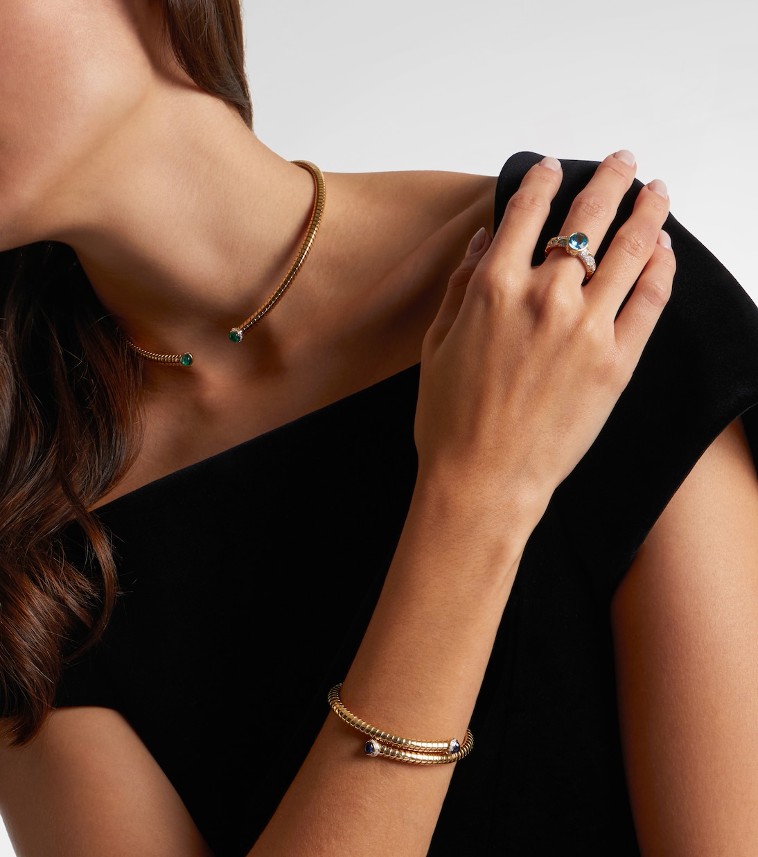 Pulsera de oro amarillo de 18 ct  (750/1000) con zafiros y diamantes | Marina B