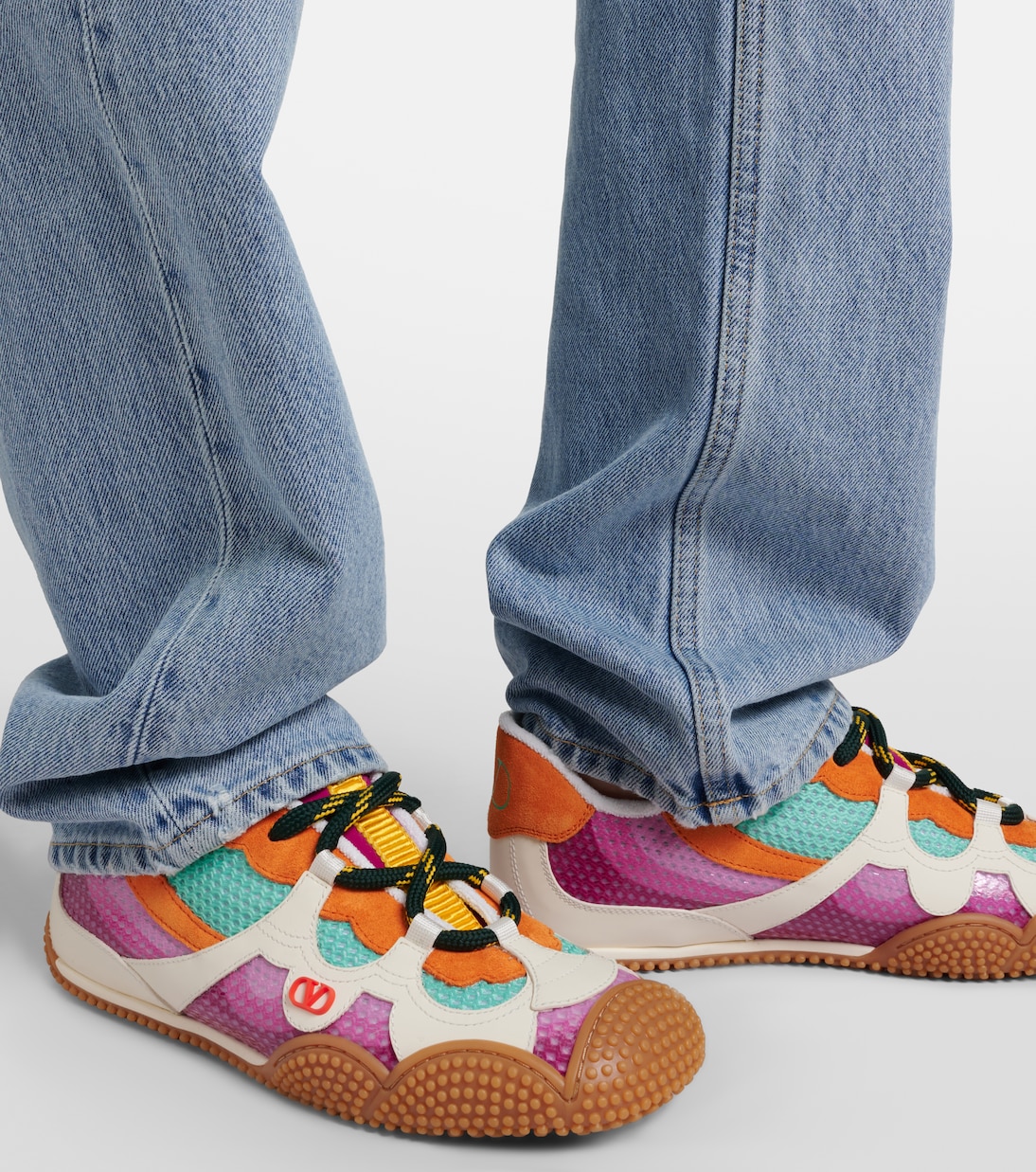 Amphibia leather-trimmed sneakers | Valentino Garavani