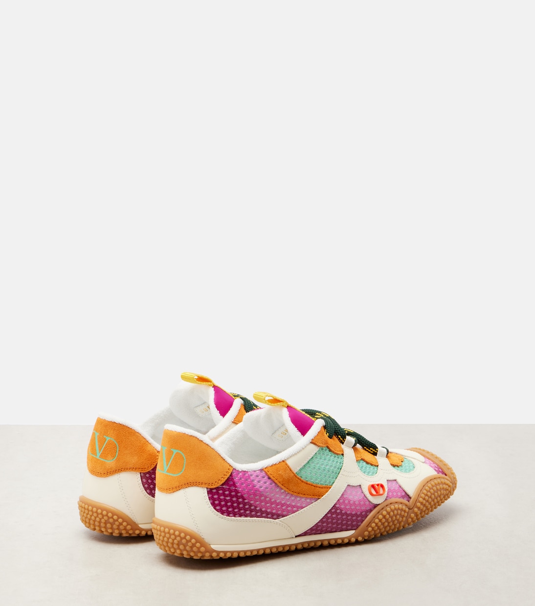 Amphibia leather-trimmed sneakers | Valentino Garavani