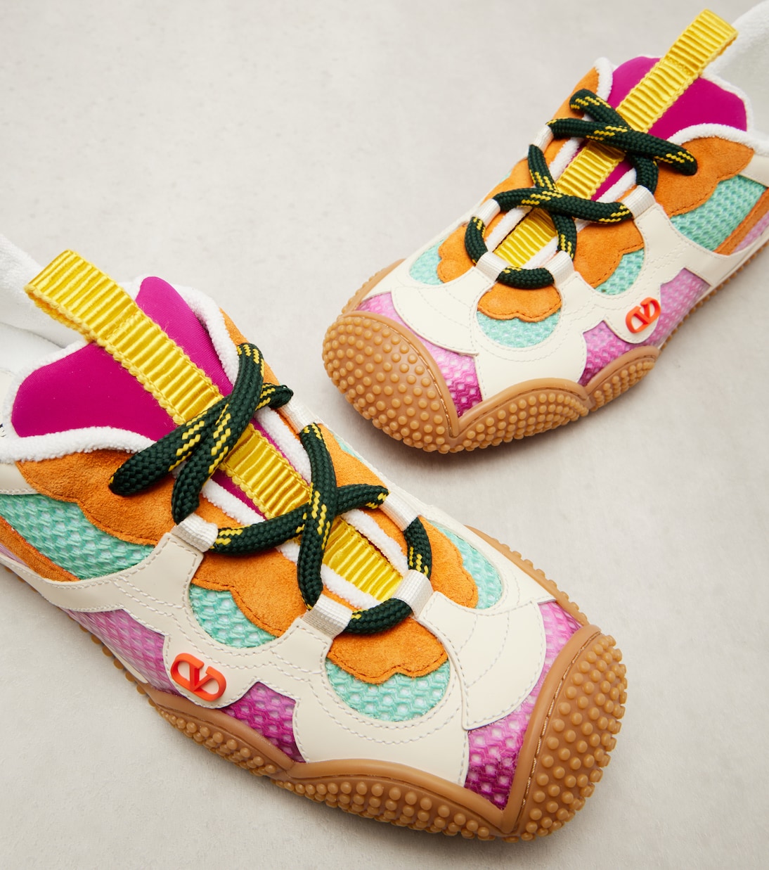 Amphibia leather-trimmed sneakers | Valentino Garavani