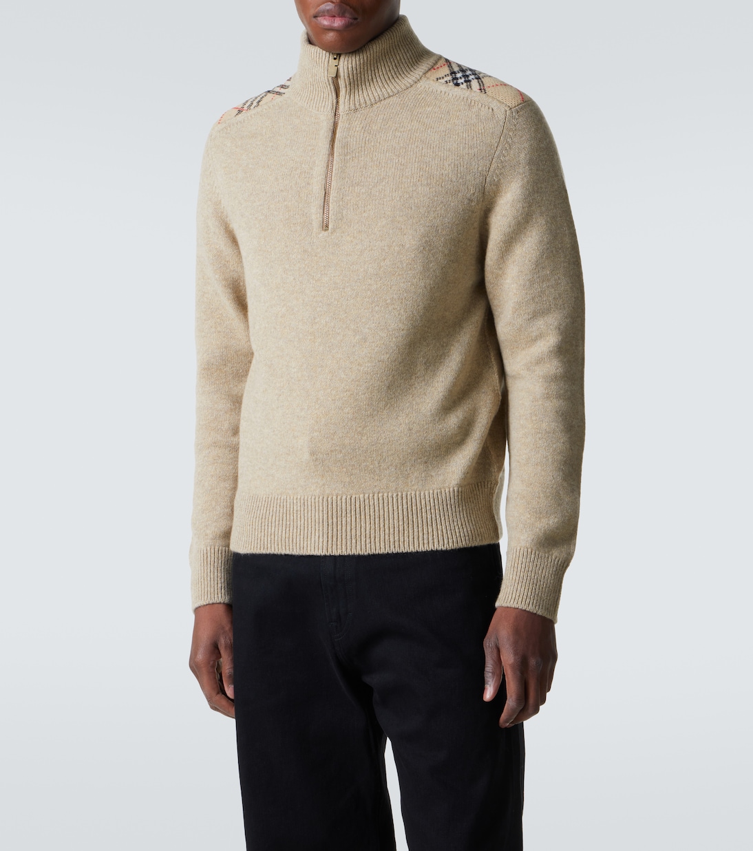 Burberry Check wool and cashmere half-zip sweater | Burberry