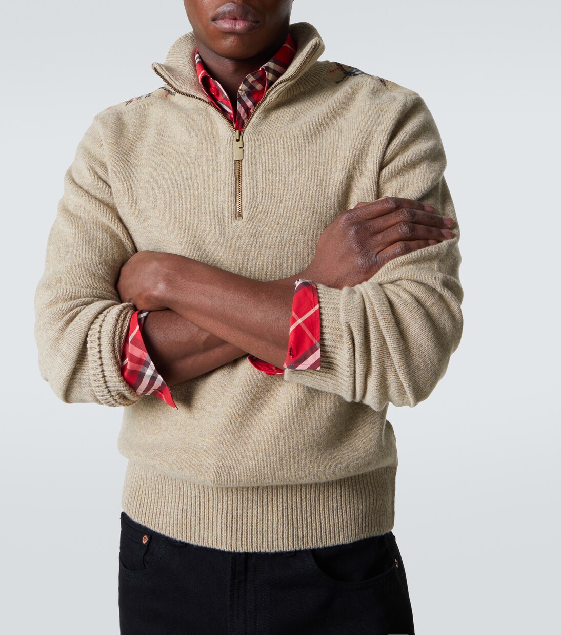 Burberry Check wool and cashmere half-zip sweater | Burberry