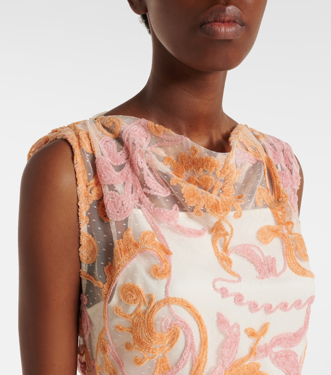 Embroidered point d'esprit top | Xu Zhi