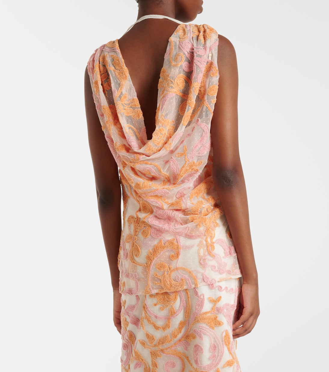 Embroidered point d'esprit top | Xu Zhi