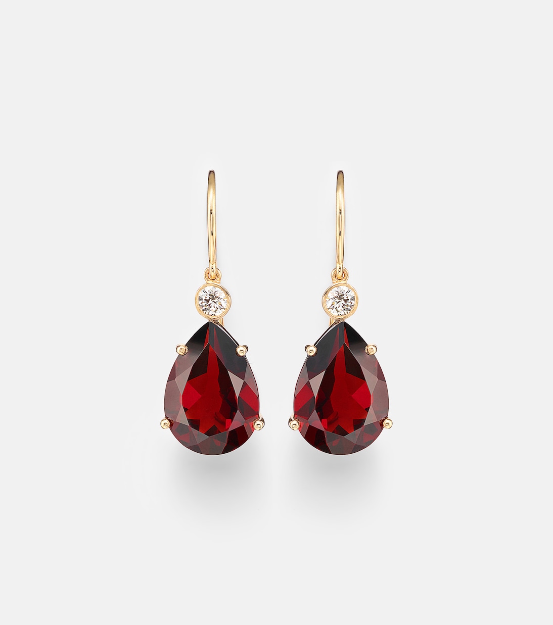 14kt gold (750/1000) earrings with garnets and diamonds | Ileana Makri
