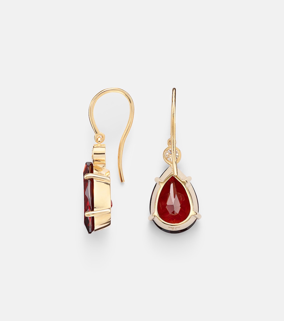 14kt gold (750/1000) earrings with garnets and diamonds | Ileana Makri