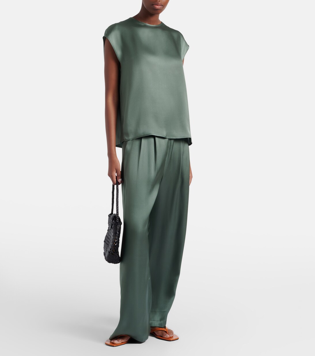 Isola pleated silk twill wide-leg pants | Asceno