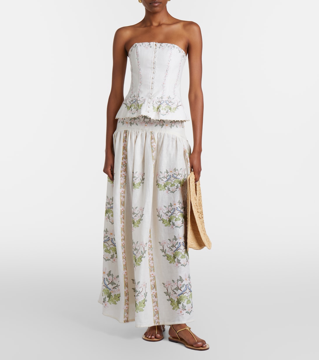 Curua floral linen midi skirt | Agua by Agua Bendita