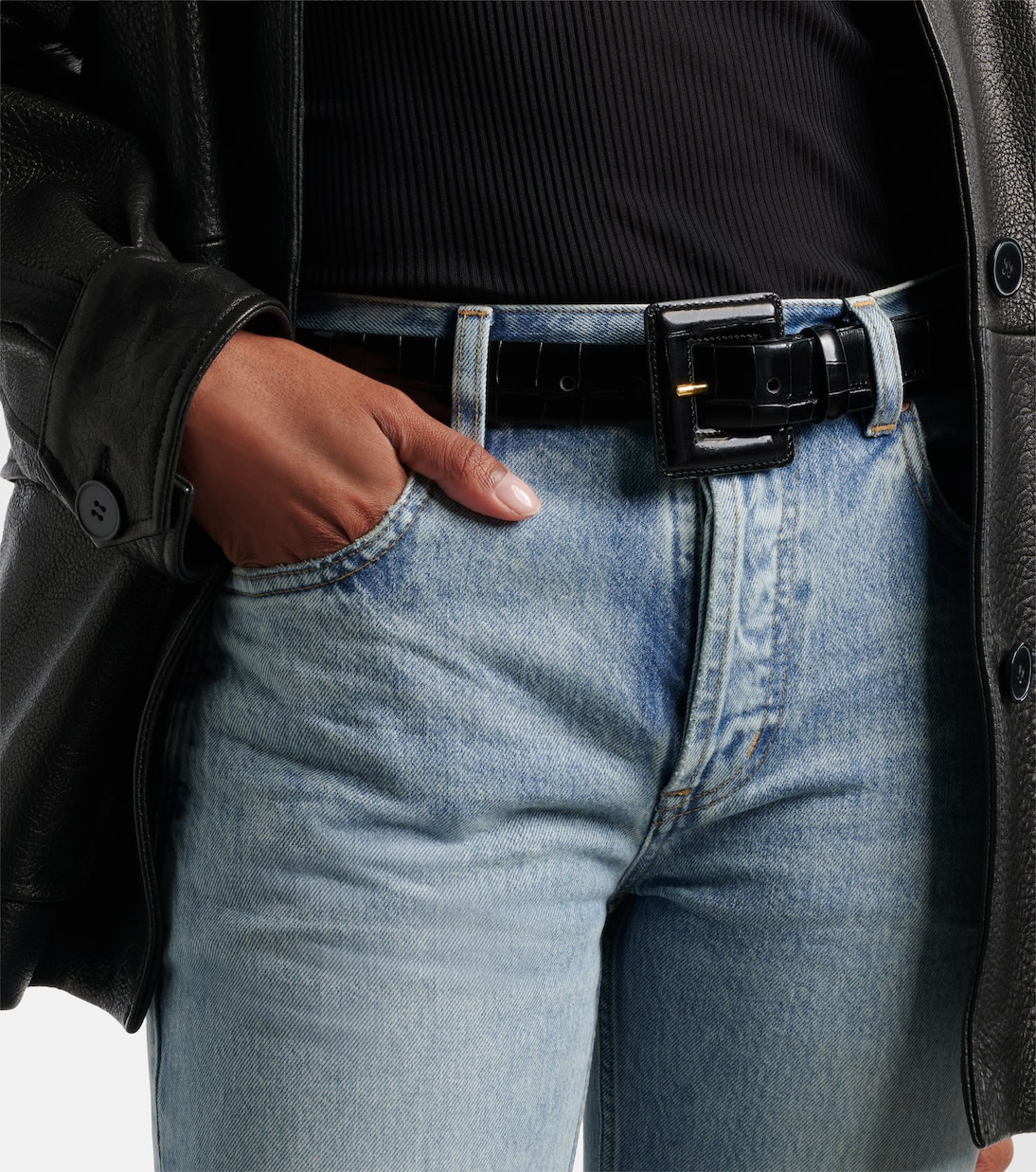 Ceinture Soma en cuir façon croco | Nour Hammour