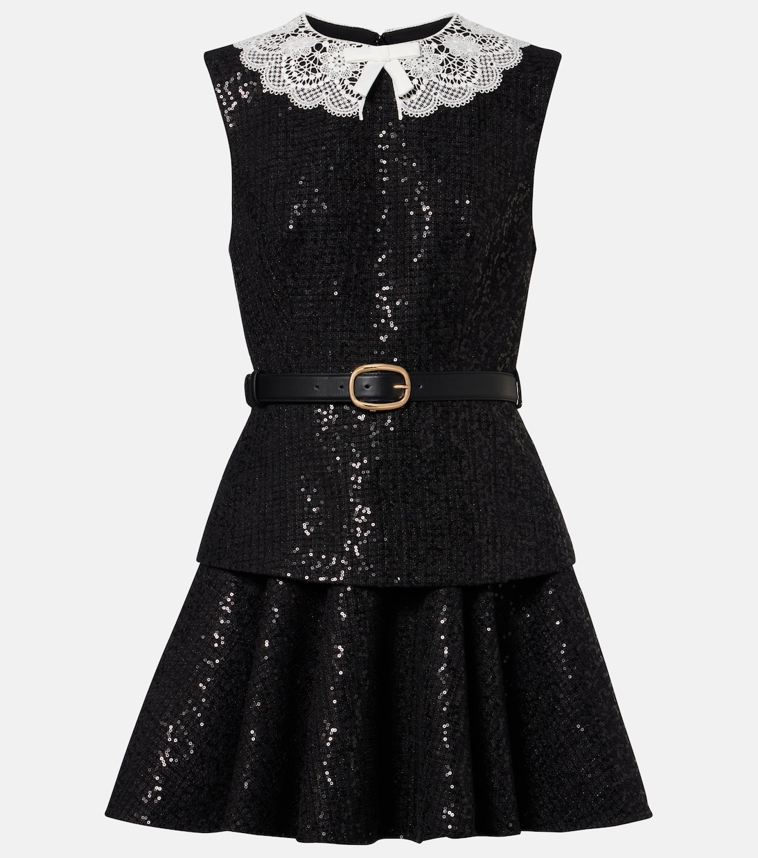 Belted sequined bouclé minidress | Self-Portrait