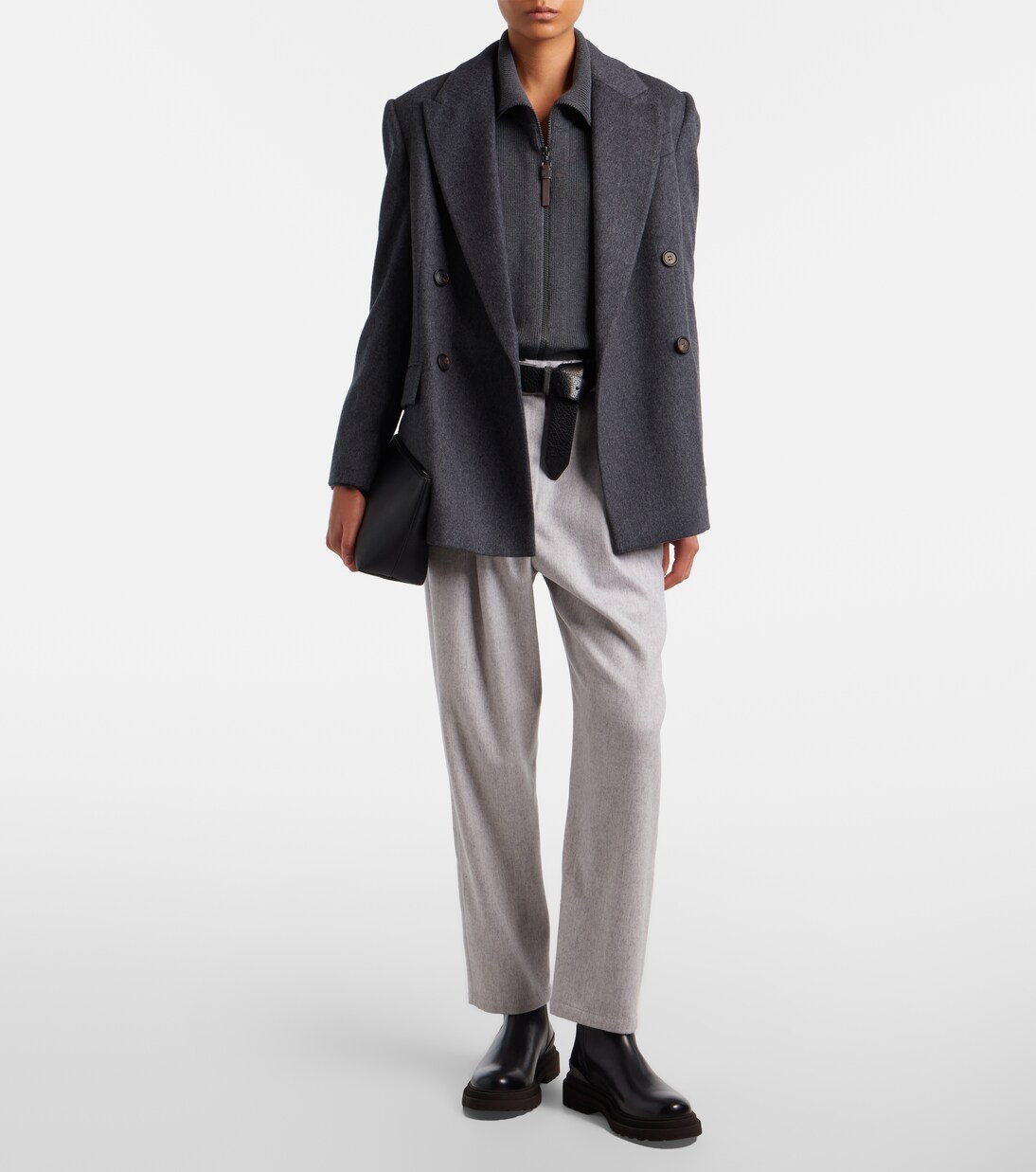 Pantalones tapered de lana con cuentas Monili | Brunello Cucinelli
