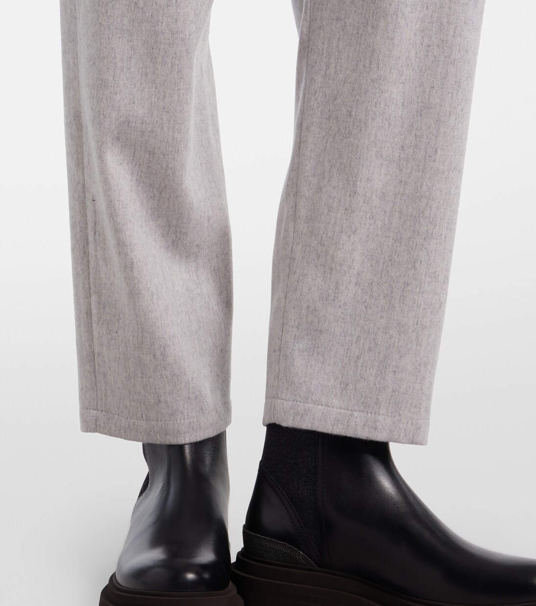 Pantalones tapered de lana con cuentas Monili | Brunello Cucinelli