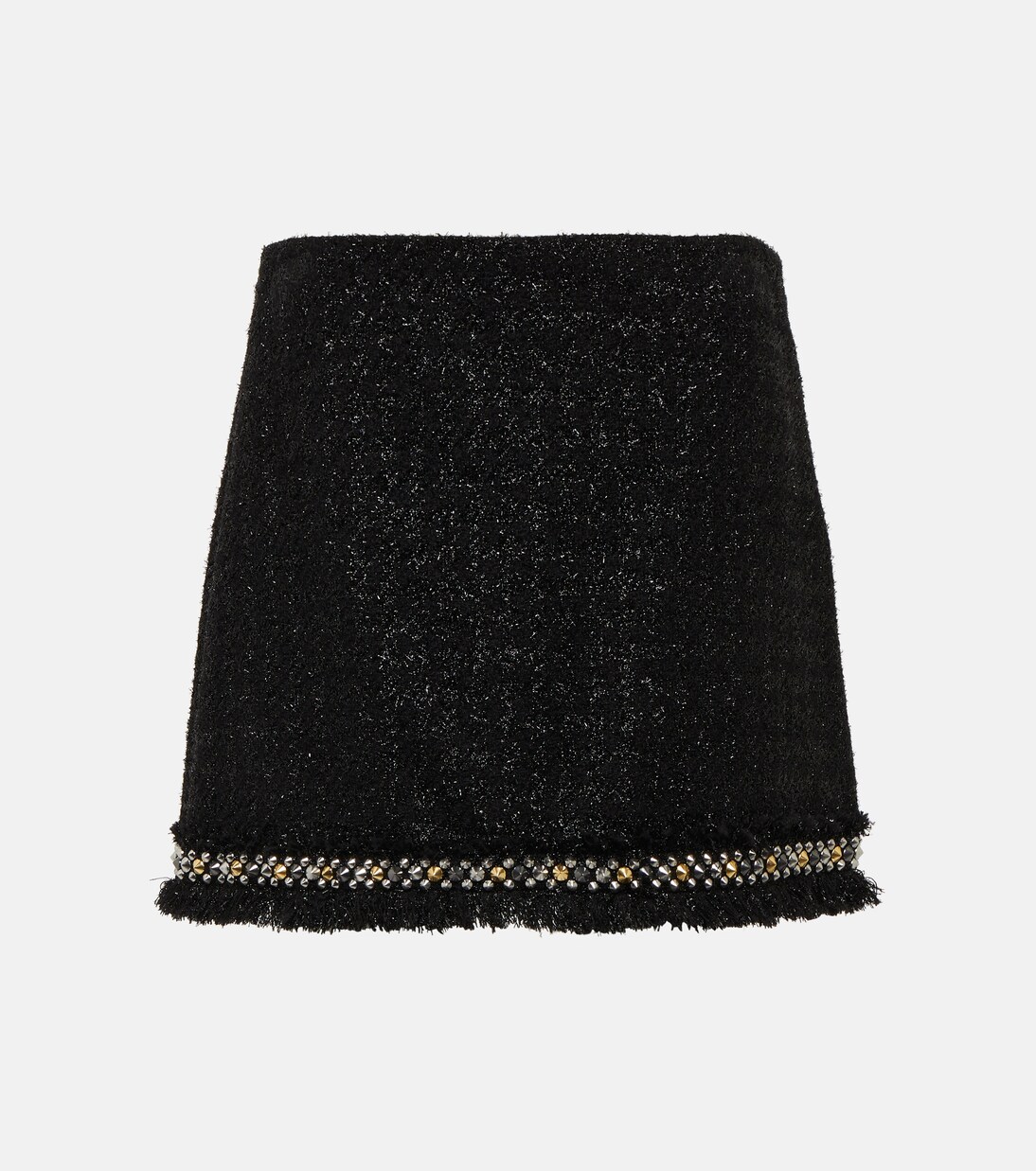 Embellished metallic tweed miniskirt | Versace
