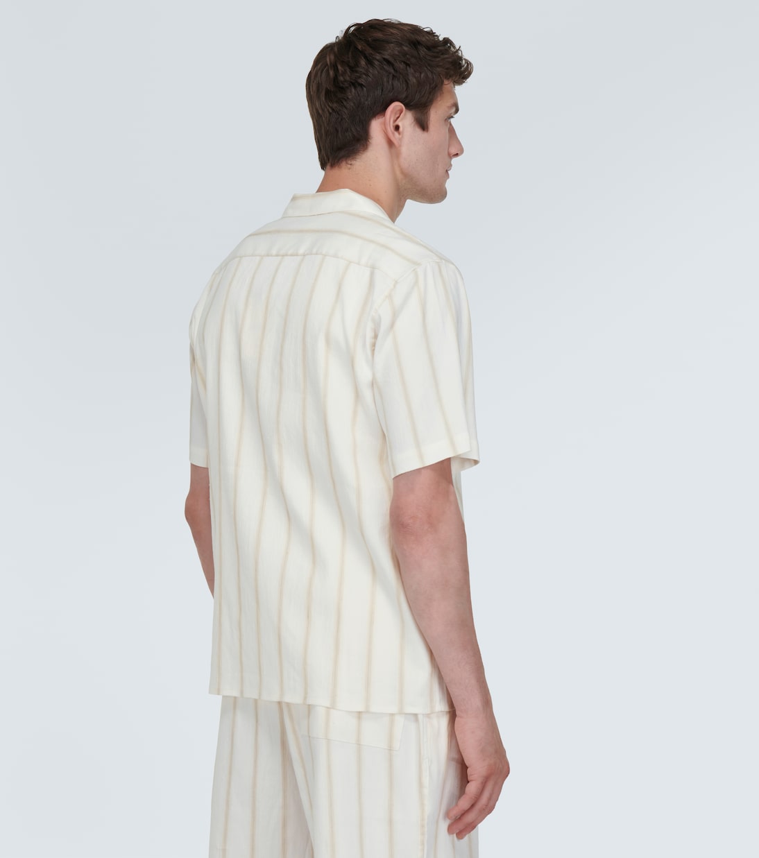 Striped linen-blend bowling shirt | Commas