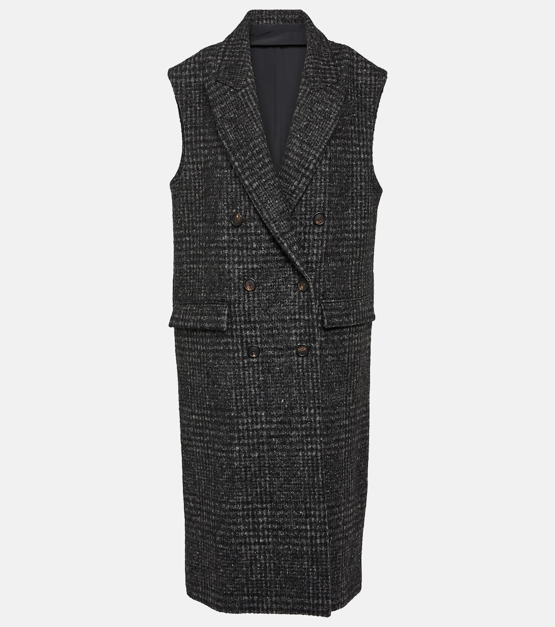 Checked wool-blend coat | Brunello Cucinelli
