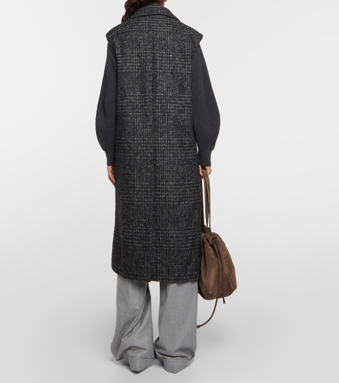 Checked wool-blend coat | Brunello Cucinelli