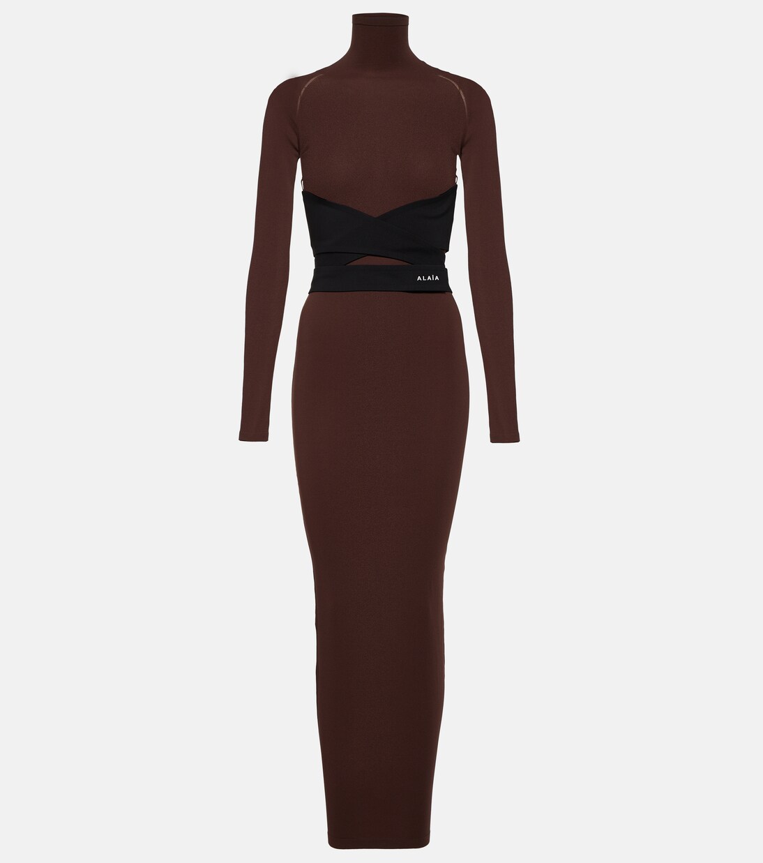 Belted jersey turtleneck maxi dress | Alaïa