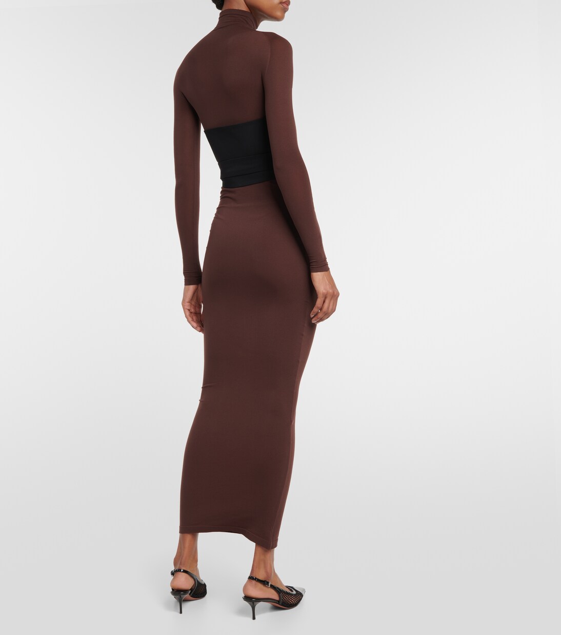 Belted jersey turtleneck maxi dress | Alaïa