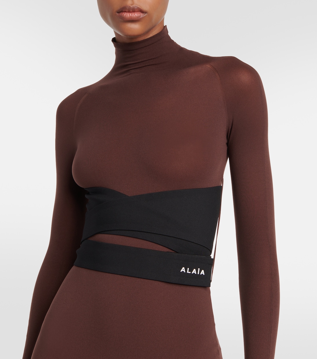 Belted jersey turtleneck maxi dress | Alaïa