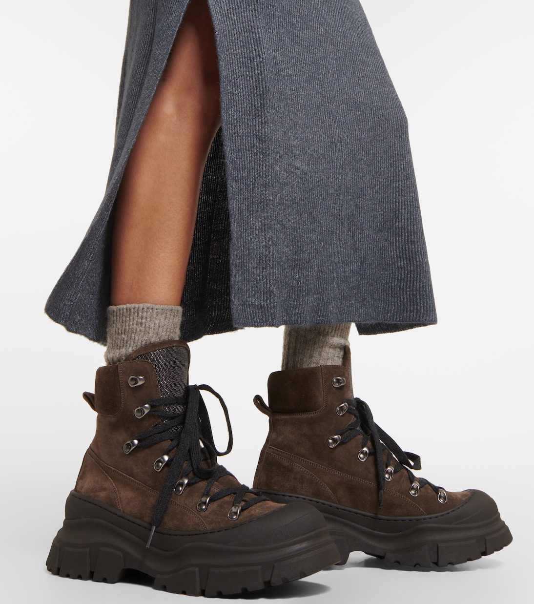 Midikleid aus Alpakawolle und Baumwolle  | Brunello Cucinelli