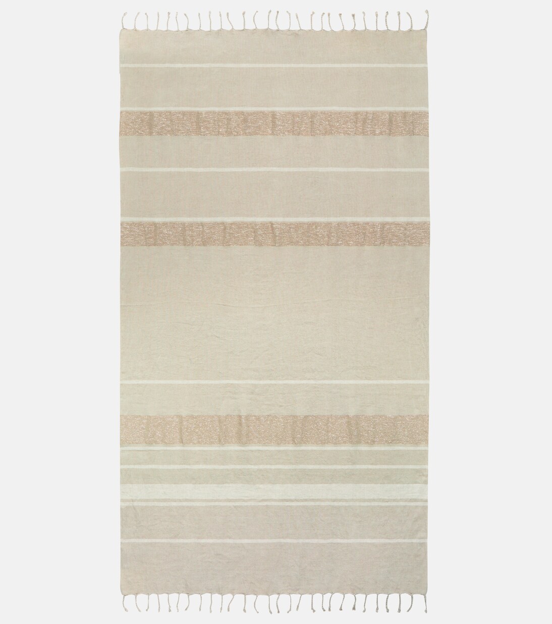 Fringed linen-blend lamé throw | Brunello Cucinelli