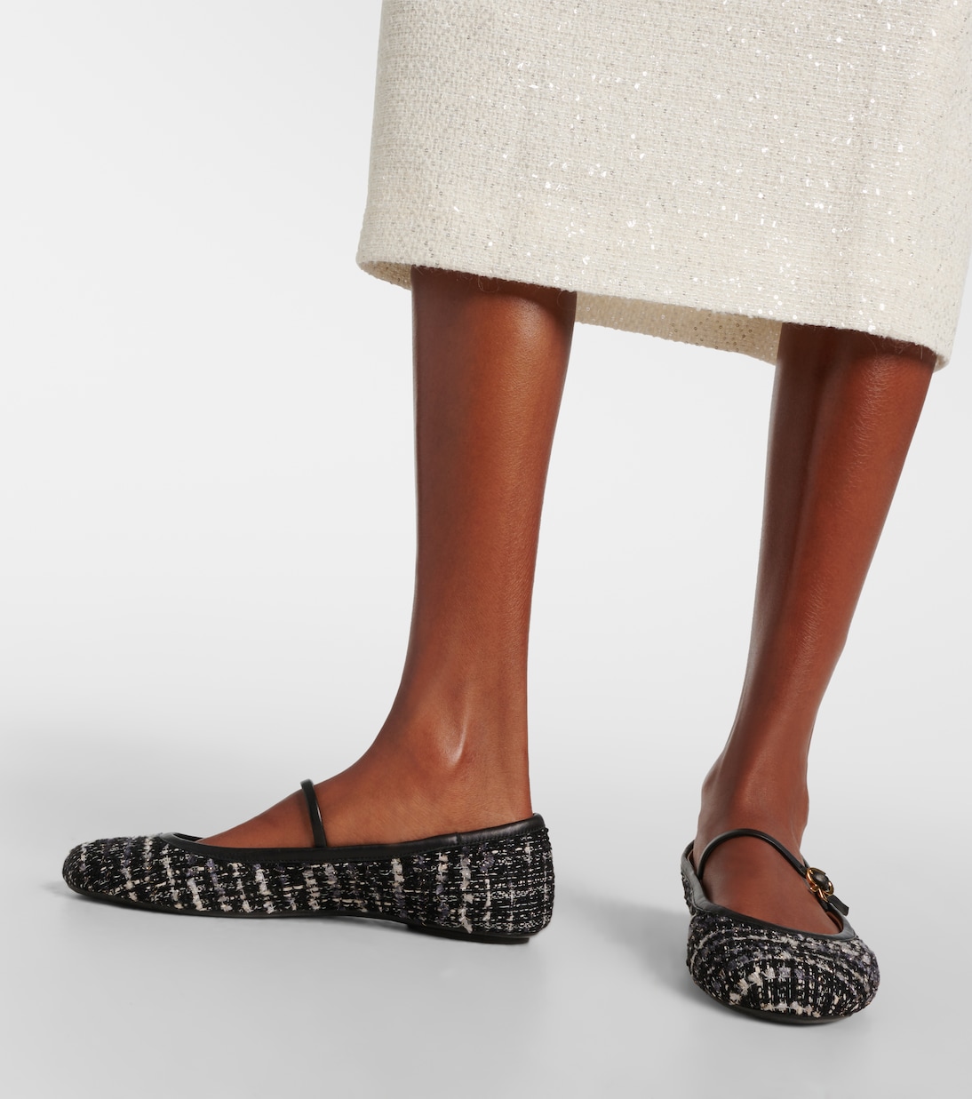 Mary-Jane-Ballerinas Mary Ribbon 05 aus Bouclé | Gianvito Rossi