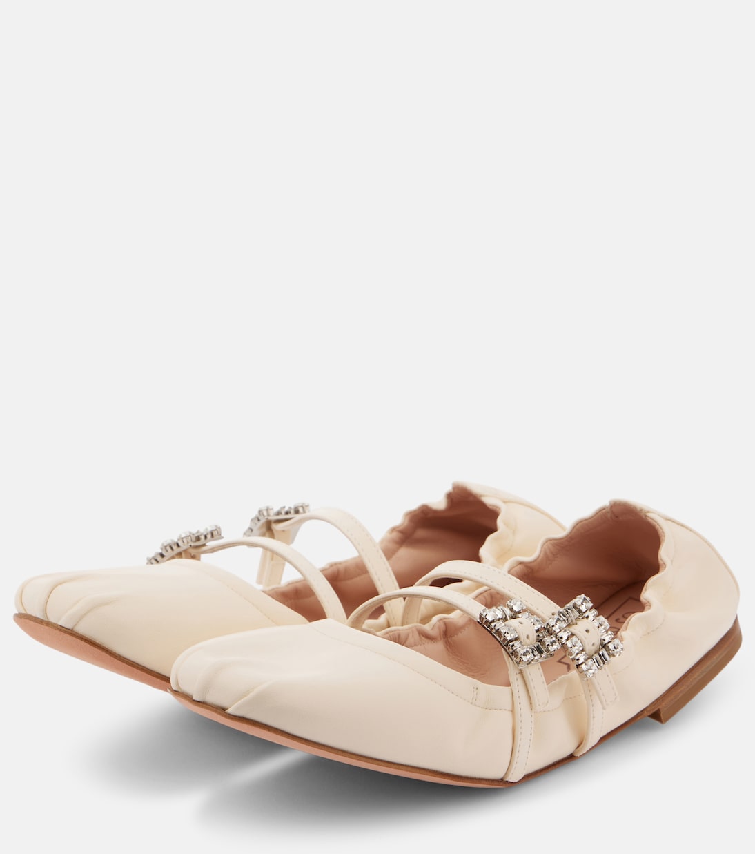 Crystal-embellished leather ballet flats | Roger Vivier