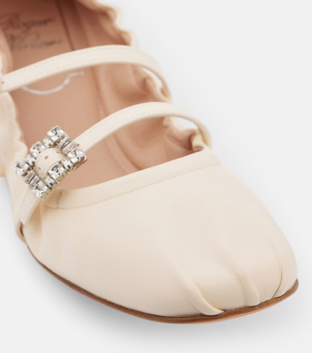 Crystal-embellished leather ballet flats | Roger Vivier