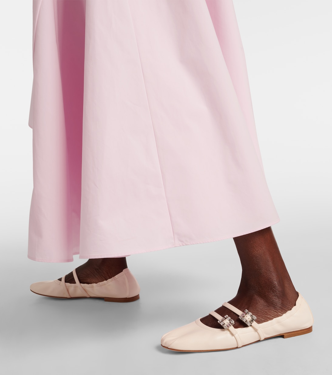 Crystal-embellished leather ballet flats | Roger Vivier