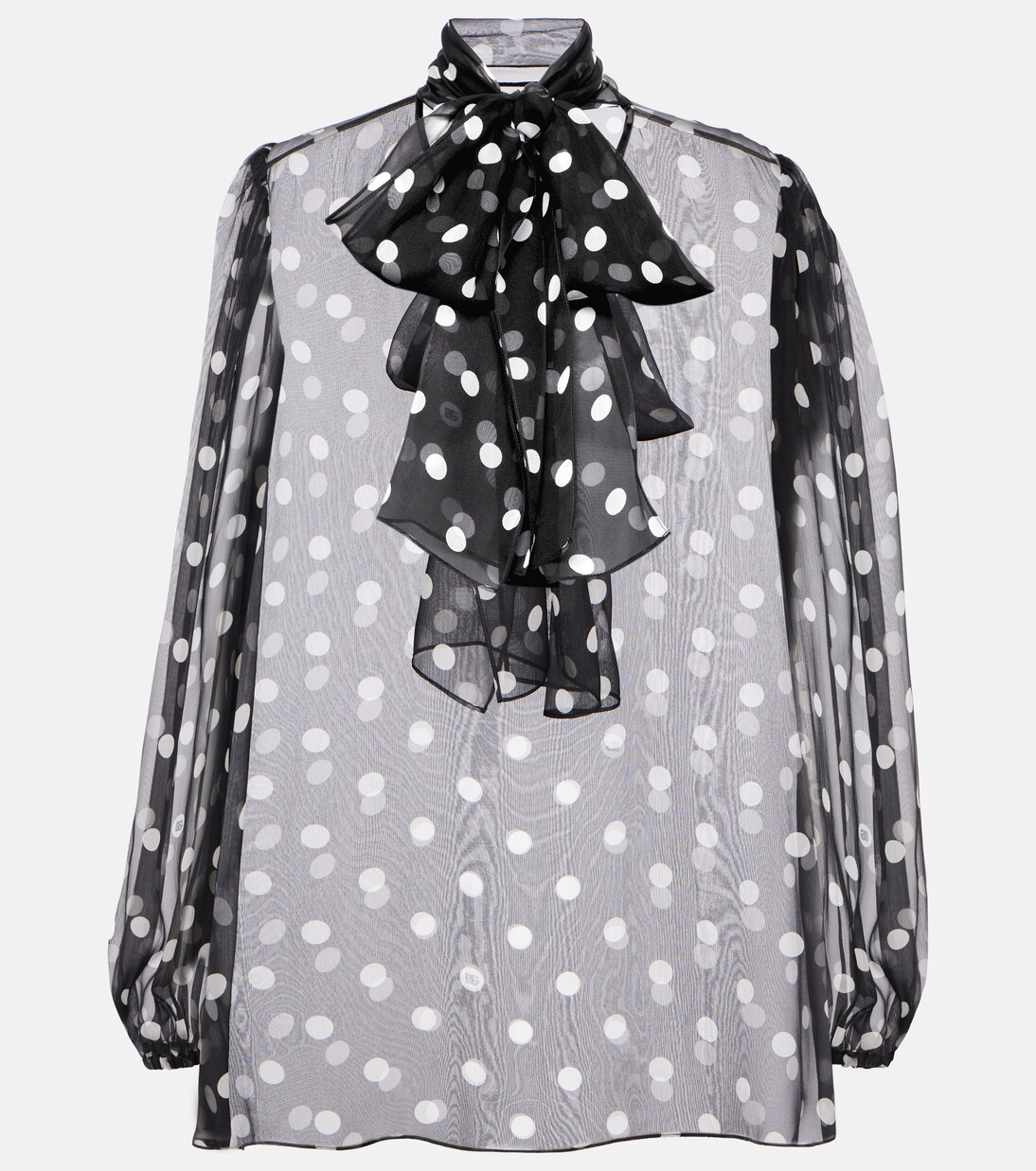 Polka-dot bow-detail silk chiffon blouse | Dolce&Gabbana