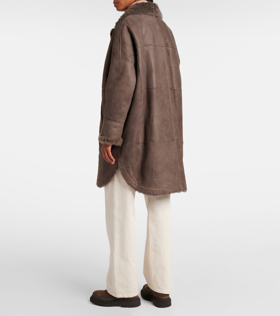 Shearling-lined leather coat | Brunello Cucinelli